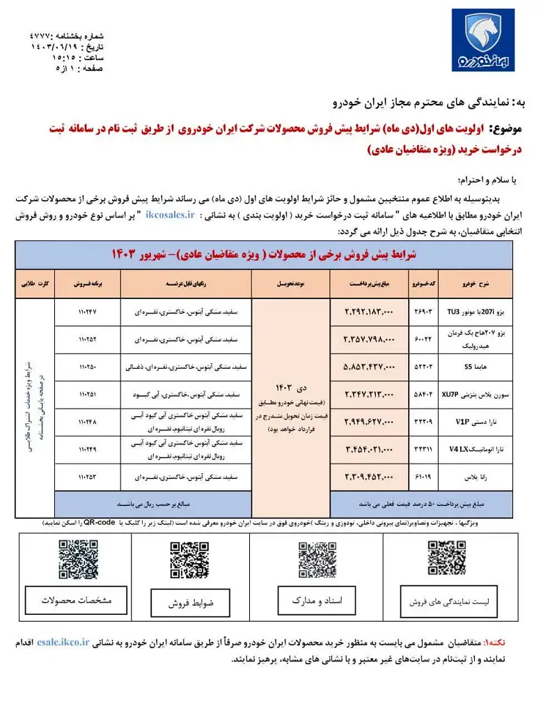 پیش فروش جدید ایران خودرو با تحویل آخر سالی