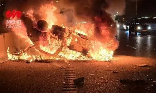 تصادف هولناک خودرو ۲۰۶ در حوالی خروجی شهرک واوان | راننده در آتش سوخت + عکس