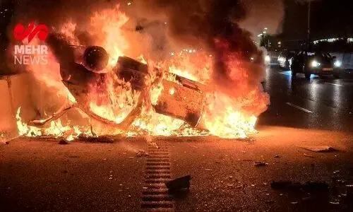 تصادف هولناک خودرو ۲۰۶ در حوالی خروجی شهرک واوان | راننده در آتش سوخت + عکس