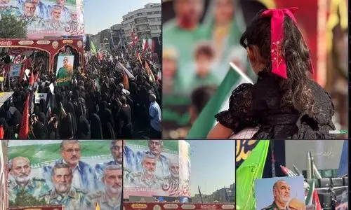 هم‌اکنون، استقبال پرشور مردم از پیکر پاک شهدای اقتدار ایران در میدان انقلاب تهران +عکس