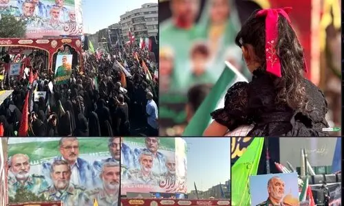 هم‌اکنون، استقبال پرشور مردم از پیکر پاک شهدای اقتدار ایران در میدان انقلاب تهران +عکس