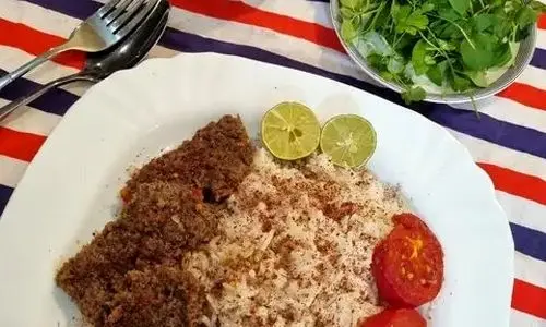 طرز تهیه کته سماقی با کباب تابه ای مخصوص | این غذا مزه بهشت میده !