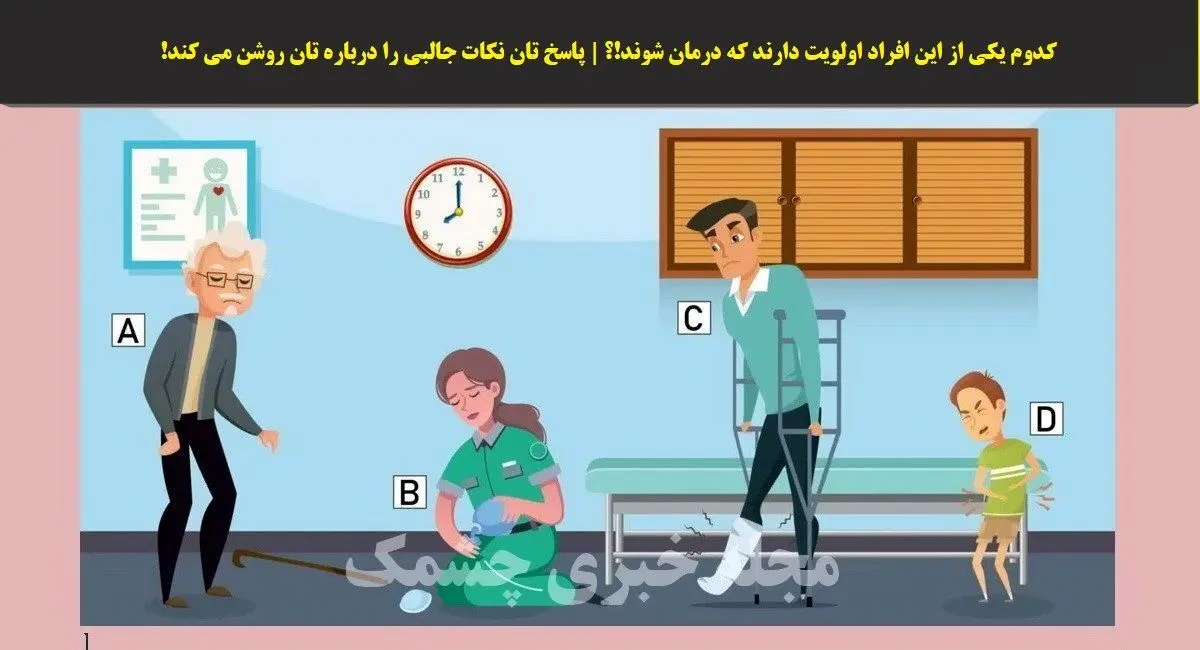 روانشناسی | کدوم یکی از این افراد اولویت دارند که درمان شوند!؟ | پاسخ تان نکات جالبی را درباره تان روشن می کند!
