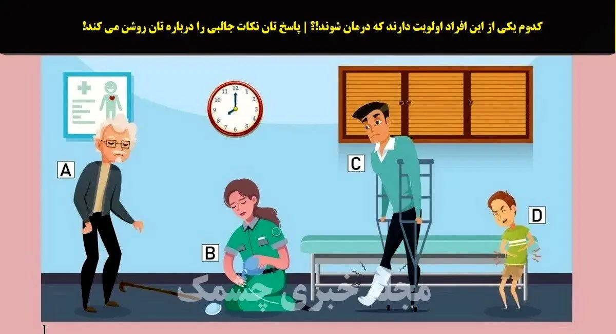 روانشناسی | کدوم یکی از این افراد اولویت دارند که درمان شوند!؟ | پاسخ تان نکات جالبی را درباره تان روشن می کند!
