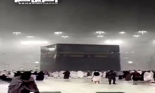 بارش باران در مکه+ویدئو
